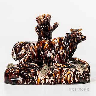Rockingham-glazed Cow-form Spill Holder