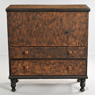 Smoke-painted Pine Chest over Two Drawers