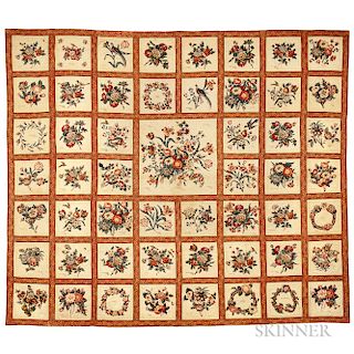 Large Broderie Perse Cotton and Glazed Album Quilt