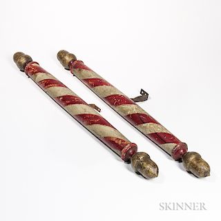 Pair of Red- and White-painted Barber Poles