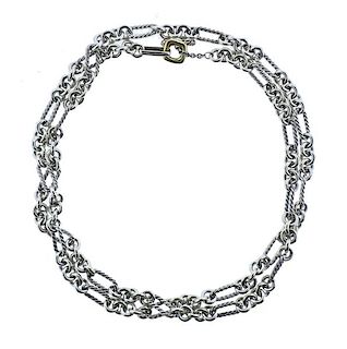 David Yurman Sterling 18k Gold Chain Toggle Necklace
