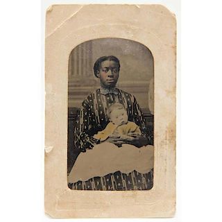 Virginia Tintype of a Young Black Nursemaid with Her White Charge