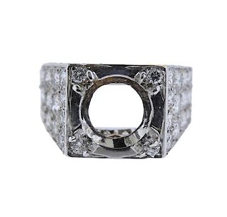 French Platinum Diamond Ring Mounting 