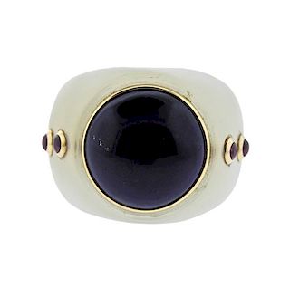 Trianon 14K Gold Crystal Lapis Ruby Ring