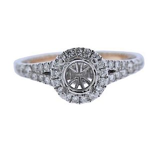 14K Two Tone Gold Diamond Engagement Ring Mounting