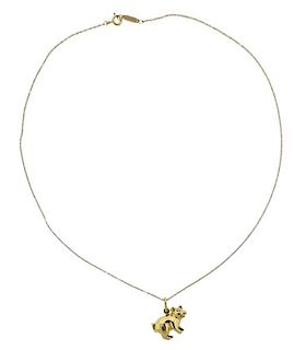 TIffany &amp; Co Picasso 18k Gold Diamond Pig Pendant Necklace 