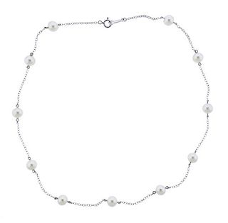 Mikimoto 18K Gold Pearl Station Necklace