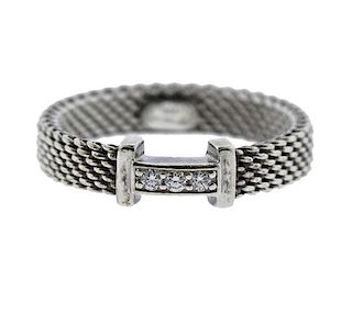 Tiffany &amp; Co Sterling Silver Diamond Band Ring
