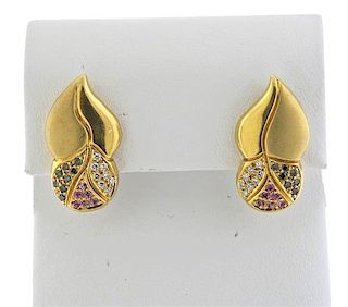 Tenthio 18k Gold Diamond Gemstone Earrings 