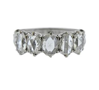 Fred Leighton 18K Gold Rose Cut Diamond 5 Stone Ring