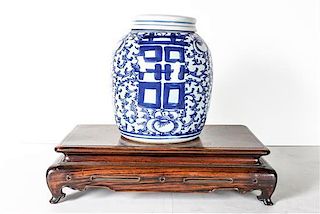 A Chinese Porcelain Ginger Jar, Height of first 9 3/4 inches.