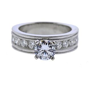 14K Gold Diamond Wide Engagement Ring Mounting