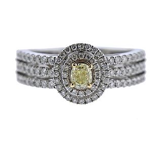 14K Gold Yellow White Diamond Ring