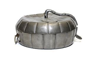 A Chinese Pewter Covered Dish, Diameter 10 inches.