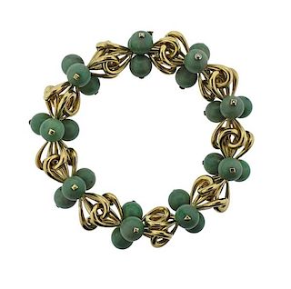 18K Gold Jade Bead Bracelet