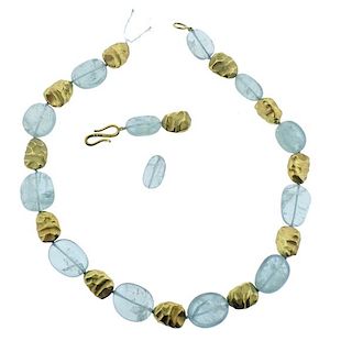 Julius Cohen 18K Gold Aquamarine Necklace