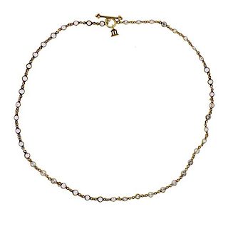 Temple St. Clair 18K Gold Clear Stone Necklace 