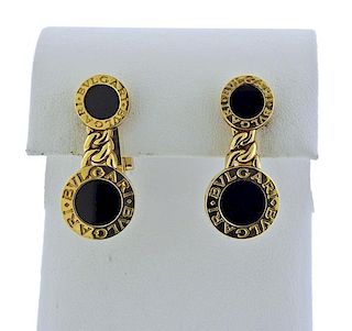 Bvlgari Bulgari 18K Gold Onyx Earrings
