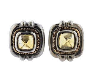 Tiffany &amp; Co 18K Gold Sterling Yellow Stone Earrings
