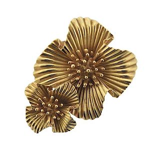 Cartier 14K Gold Flower Brooch Pin