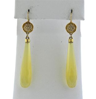 Me &amp; Ro 18K Gold Diamond Yellow Stone Drop Earrings