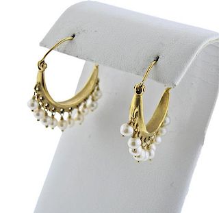 Me &amp; Ro 18K Gold Pearl Hoop Earrings