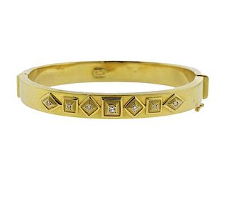 Ilias Lalaounis 18K Gold Diamond Bangle Bracelet