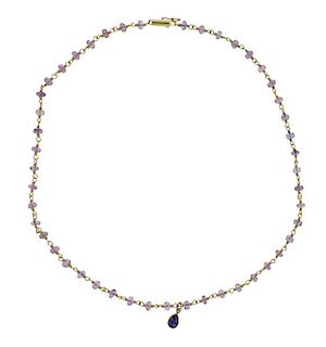 Mallary Marks 18K 22K Gold Color Stone Necklace