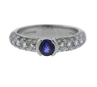 Tiffany &amp; Co Etoile Platinum Diamond Sapphire Band Ring