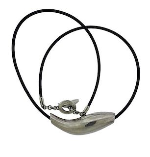 Tiffany &amp; Co Gehry Fish Sterling Cord Toggle Necklace