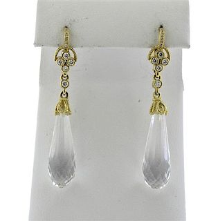 Judith Ripka 18K Gold Diamond Clear Stone Earrings