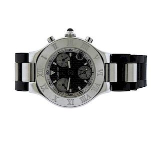 Cartier Must 21 Chronoscaph Steel Rubber Quartz  Watch