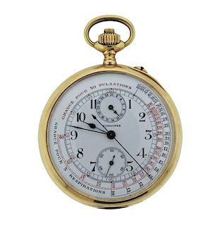 Longines Chronograph 18K Gold Pocket Watch