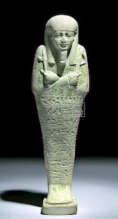 Tall Egyptian Late Dynastic Glazed Faience Ushabti