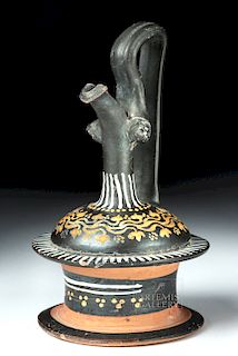 Greek Gnathian Black-Glazed Pottery Epichysis