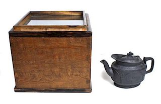 A Japanese Hibachi, Height of larger 11 1/2 x width 12 1/2 x depth 12 1/2 inches.