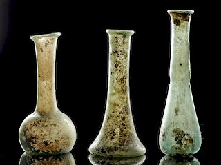 Lot of 3 Roman Glass Unguentaria