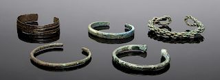 Five Viking Bronze Bracelets
