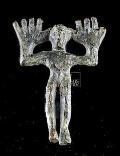 Ancient Dagestan Bronze Idol - Large Hands