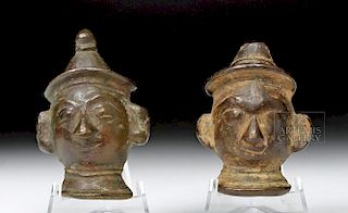19th C. Odisha, India Bronze Heads (pr)