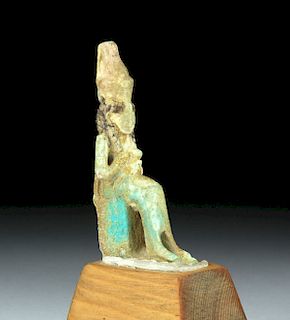 Egyptian Faience Amulet of Isis & Horus - Rare Form!