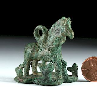 Archaic Greek Bronze Attachment - Horse & Birds