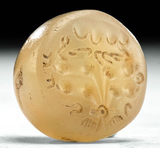 Achaemenid Stone Stamp Seal Bead with Ibexes