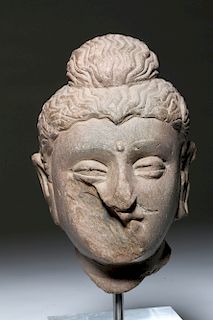 3rd C. Gandharan Schist Portrait Head of Buddha