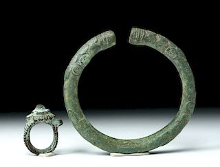 Khmer Bronze Ring & Ban Chiang Bronze Bracelet