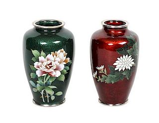 Two Japanese Cloisonné Vases, Height of each 4 3/4 inches.
