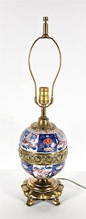 A Japanese Porcelain Imari Lamp, Height 11 inches.