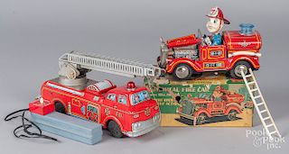 Japanese tin litho battery operated Fire car