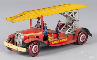 Wells tin litho wind-up fire ladder truck