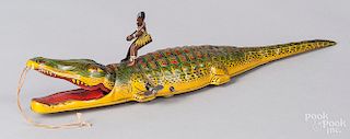 Tin litho windup Black Americana alligator toy
